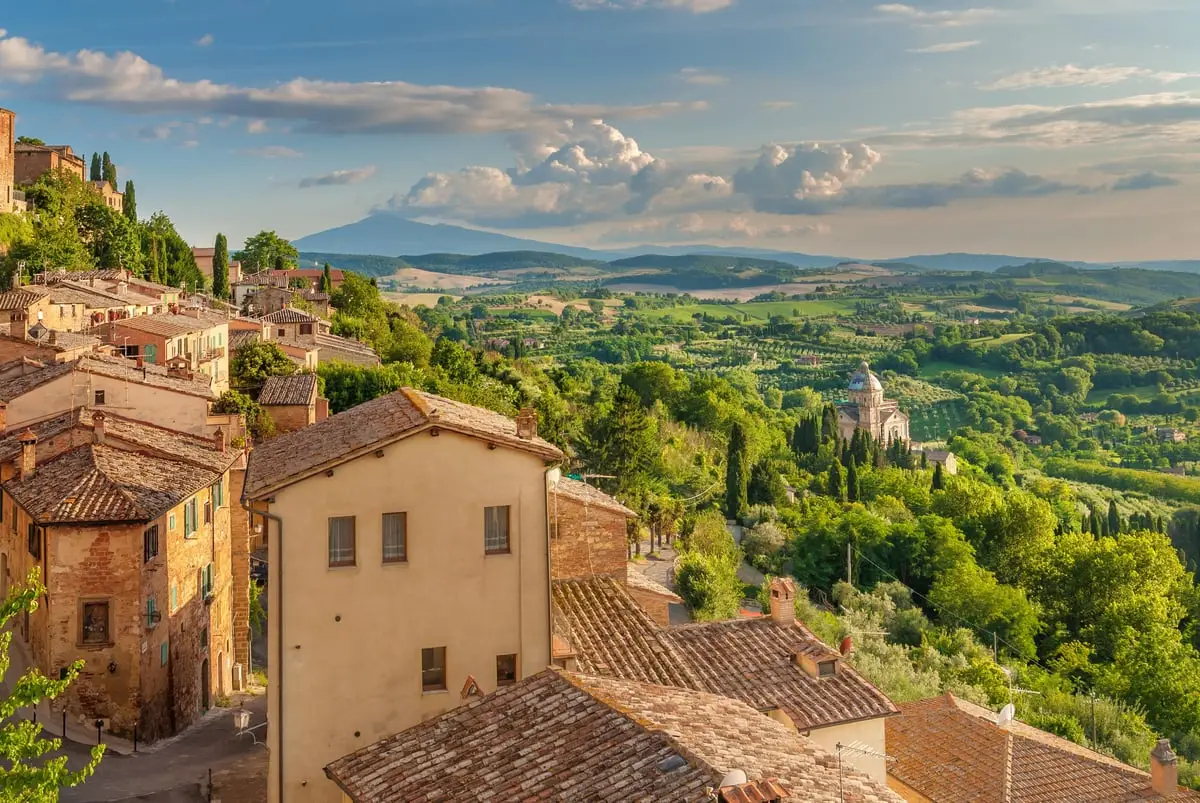 Rolling Tuscan hills seen on a montepulciano wine tour from Rome to Montepulciano, Italy